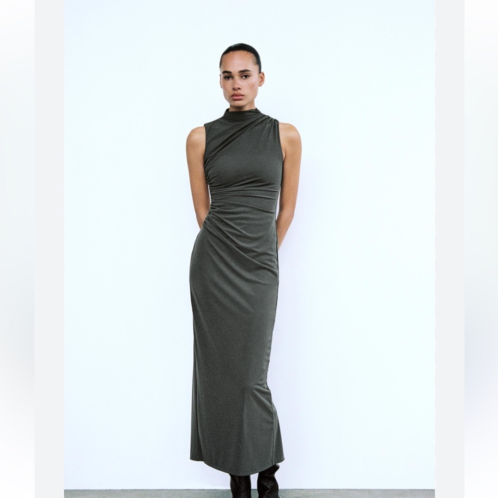 Zara Charcoal Sleeveless Midi Dress